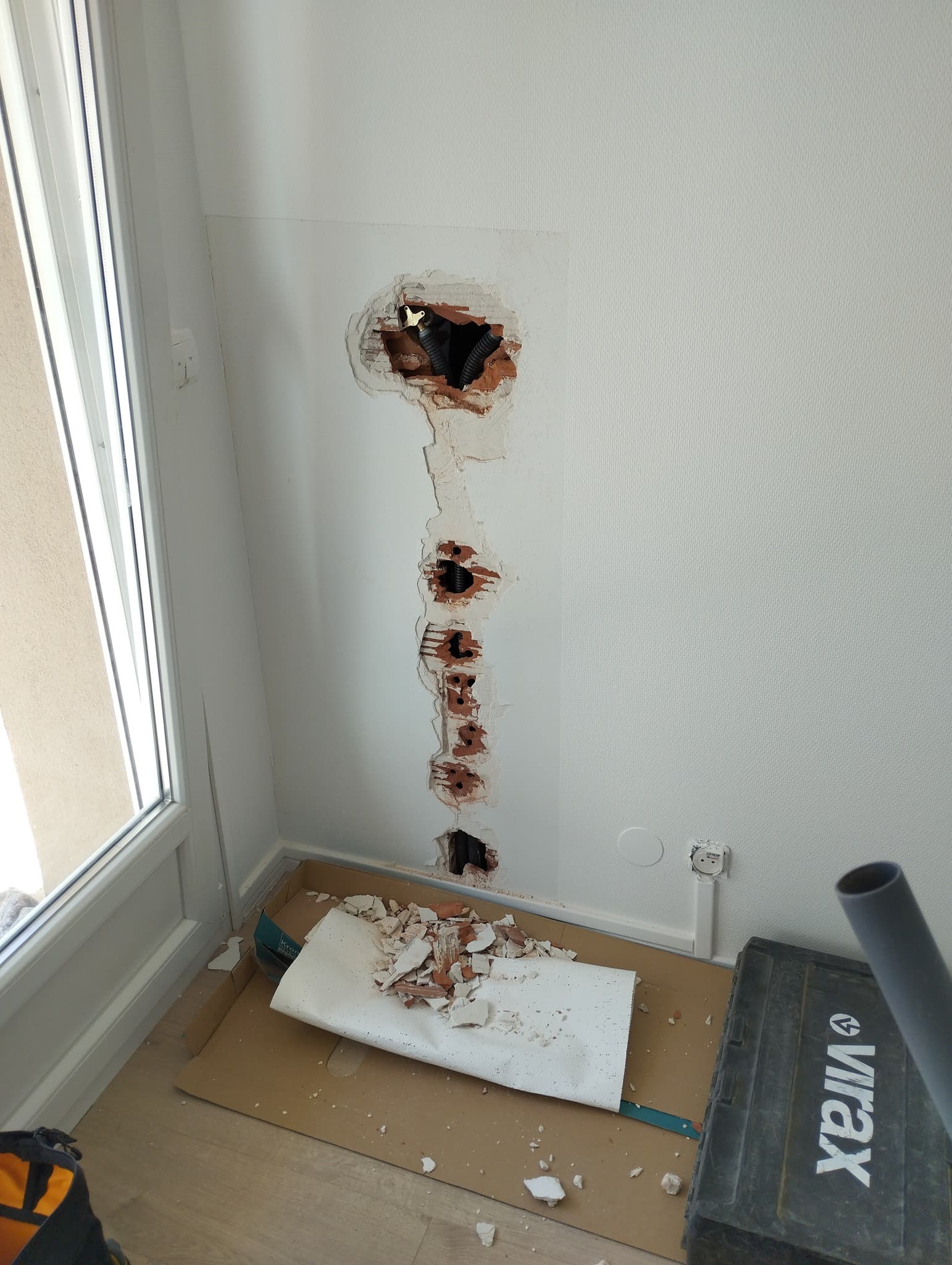 Avant Mur réparé après saignée